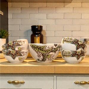 5 Tabletops Gallery Misto Angela 1 Cereal Bowl & 4 fruit bowls CRAZING PRESENT